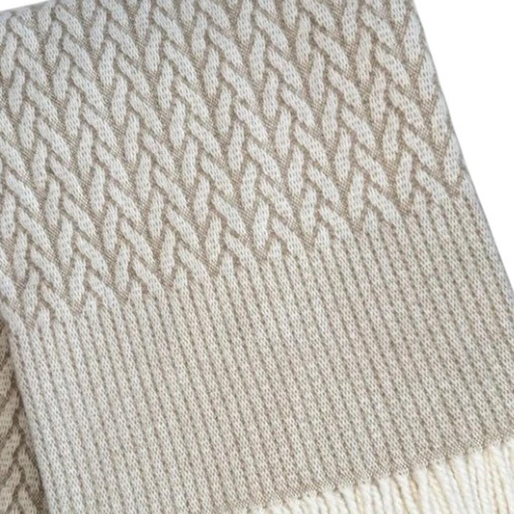 55" X 70" Cinnamon Cotton Blend Woven Plush Throw Blanket with Fringe