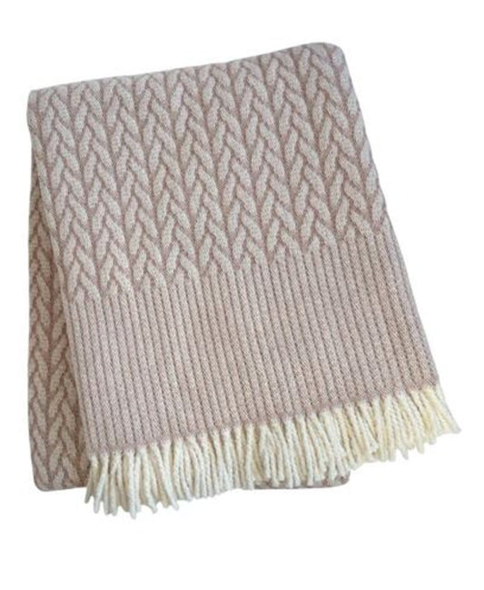 55" X 70" Dusty Rose Cotton Blend Woven Plush Throw Blanket with Fringe