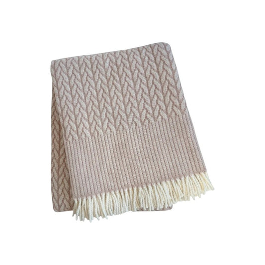 55" X 70" Dusty Rose Cotton Blend Woven Plush Throw Blanket with Fringe