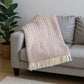 55" X 70" Dusty Rose Cotton Blend Woven Plush Throw Blanket with Fringe