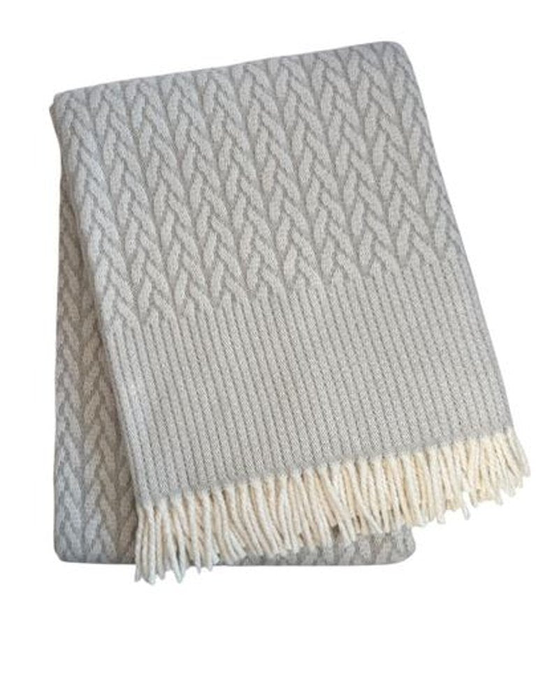 55" X 70" Gray Cotton Blend Woven Plush Throw Blanket with Fringe