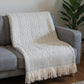55" X 70" Gray Cotton Blend Woven Plush Throw Blanket with Fringe