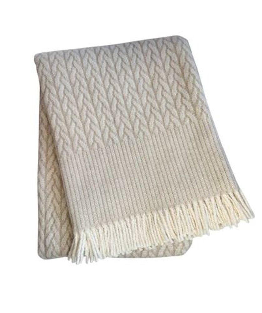 55" X 70" Linen Cotton Blend Woven Plush Throw Blanket with Fringe