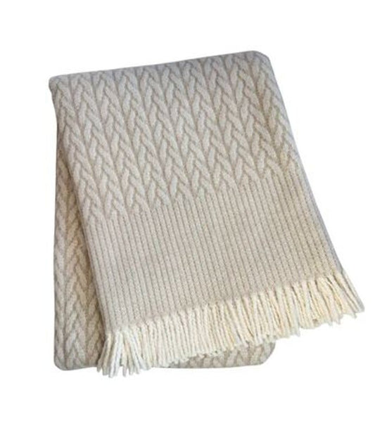 55" X 70" Linen Cotton Blend Woven Plush Throw Blanket with Fringe