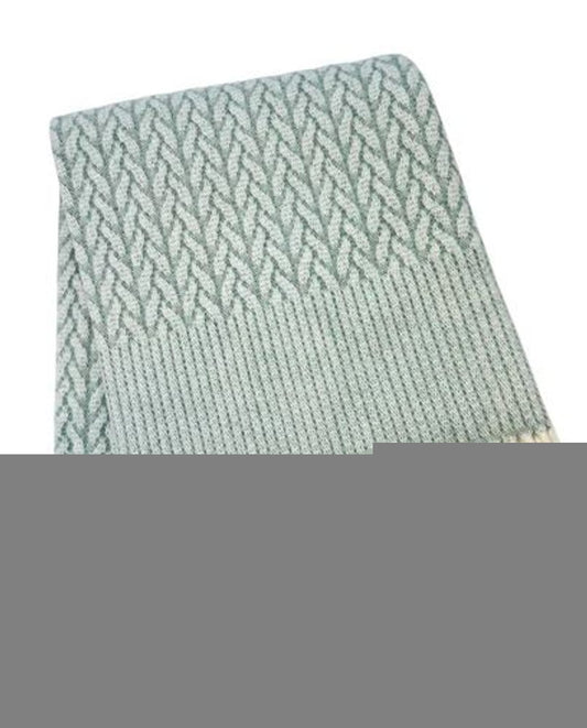 55" X 70" Sage Cotton Blend Woven Plush Throw Blanket with Fringe