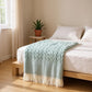 55" X 70" Sage Cotton Blend Woven Plush Throw Blanket with Fringe