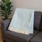 55" X 70" Sky Blue Cotton Blend Woven Plush Throw Blanket with Fringe