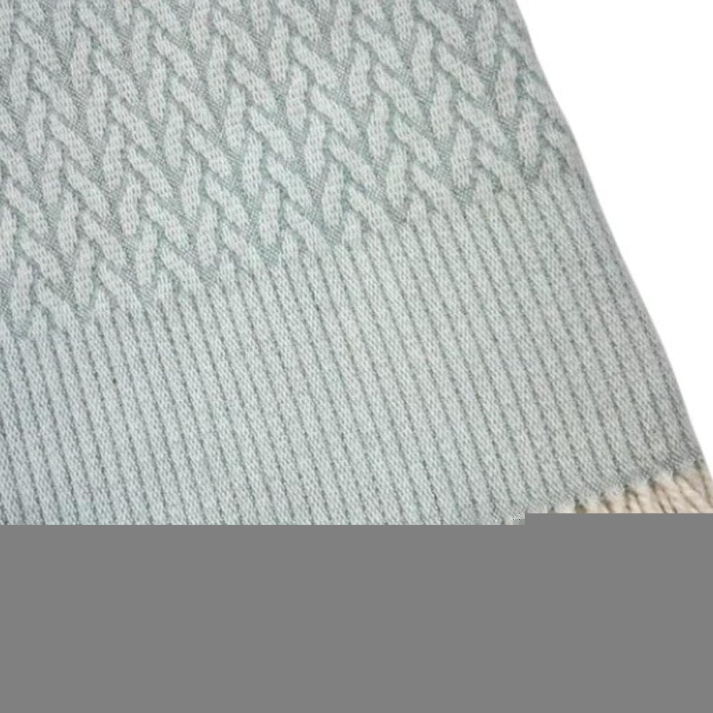 55" X 70" Sky Blue Cotton Blend Woven Plush Throw Blanket with Fringe