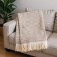 55" X 70" Camel Cotton Blend Woven Plush Throw Blanket with Fringe