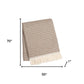 55" X 70" Camel Cotton Blend Woven Plush Throw Blanket with Fringe