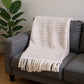 55" X 70" Chestnut Cotton Blend Woven Plush Throw Blanket with Fringe