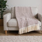 55" X 70" Dusty Rose Cotton Blend Woven Plush Throw Blanket with Fringe
