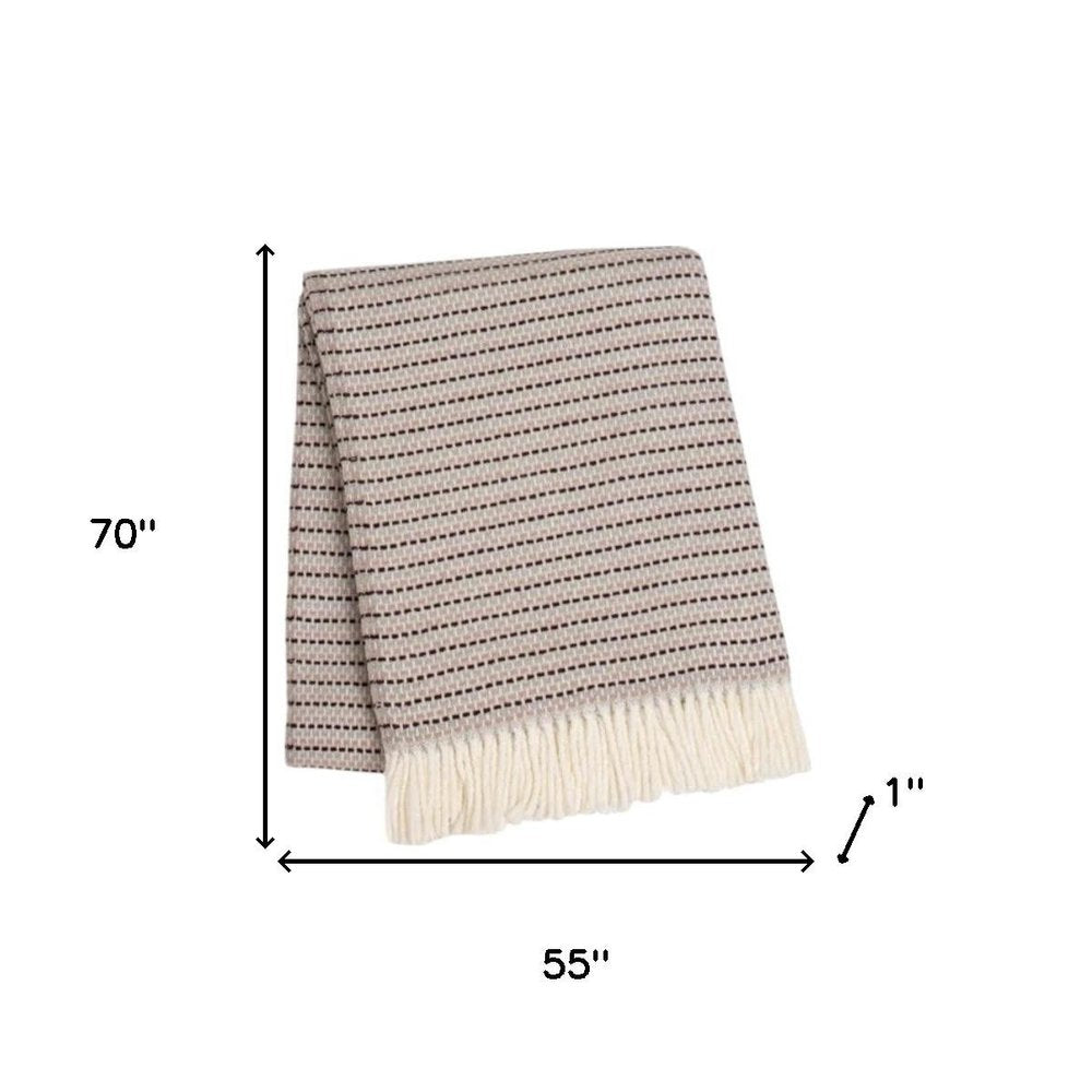 55" X 70" Dusty Rose Cotton Blend Woven Plush Throw Blanket with Fringe