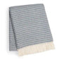 55" X 70" Denim Blue Cotton Blend Woven Plush Throw Blanket with Fringe