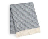 55" X 70" Denim Blue Cotton Blend Woven Plush Throw Blanket with Fringe