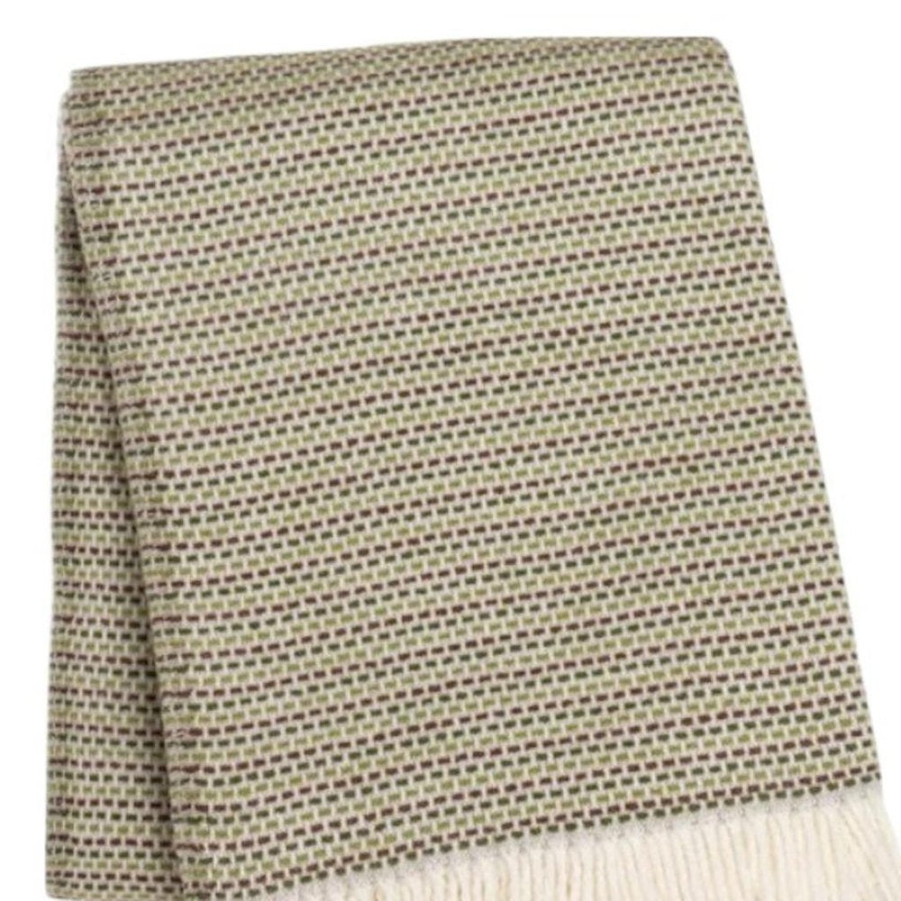 55" X 70" Moss Green Cotton Blend Woven Plush Throw Blanket with Fringe