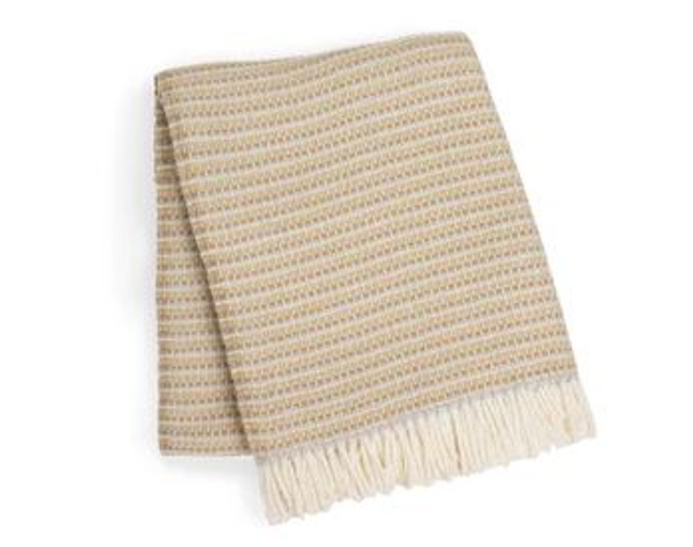 55" X 70" Stone Cotton Blend Woven Plush Throw Blanket with Fringe