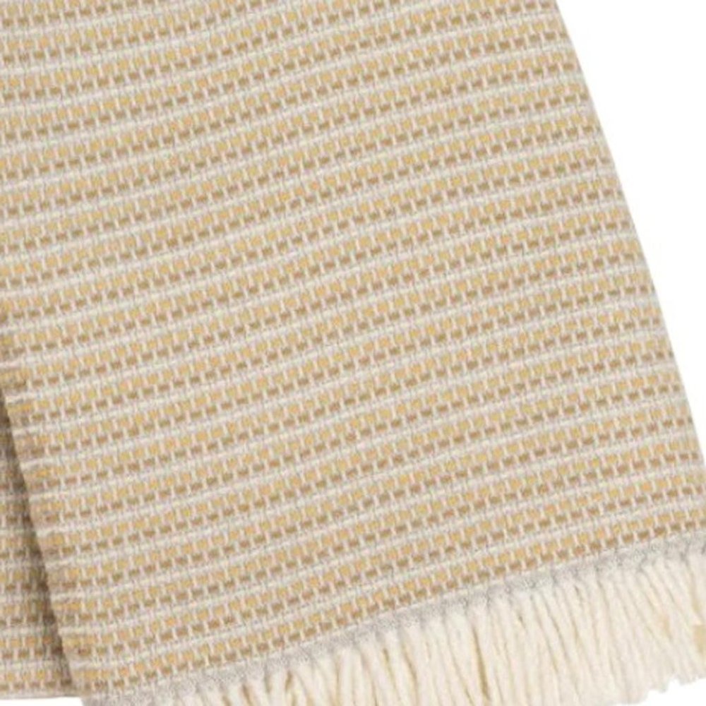 55" X 70" Stone Cotton Blend Woven Plush Throw Blanket with Fringe