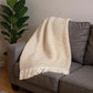 55" X 70" Stone Cotton Blend Woven Plush Throw Blanket with Fringe