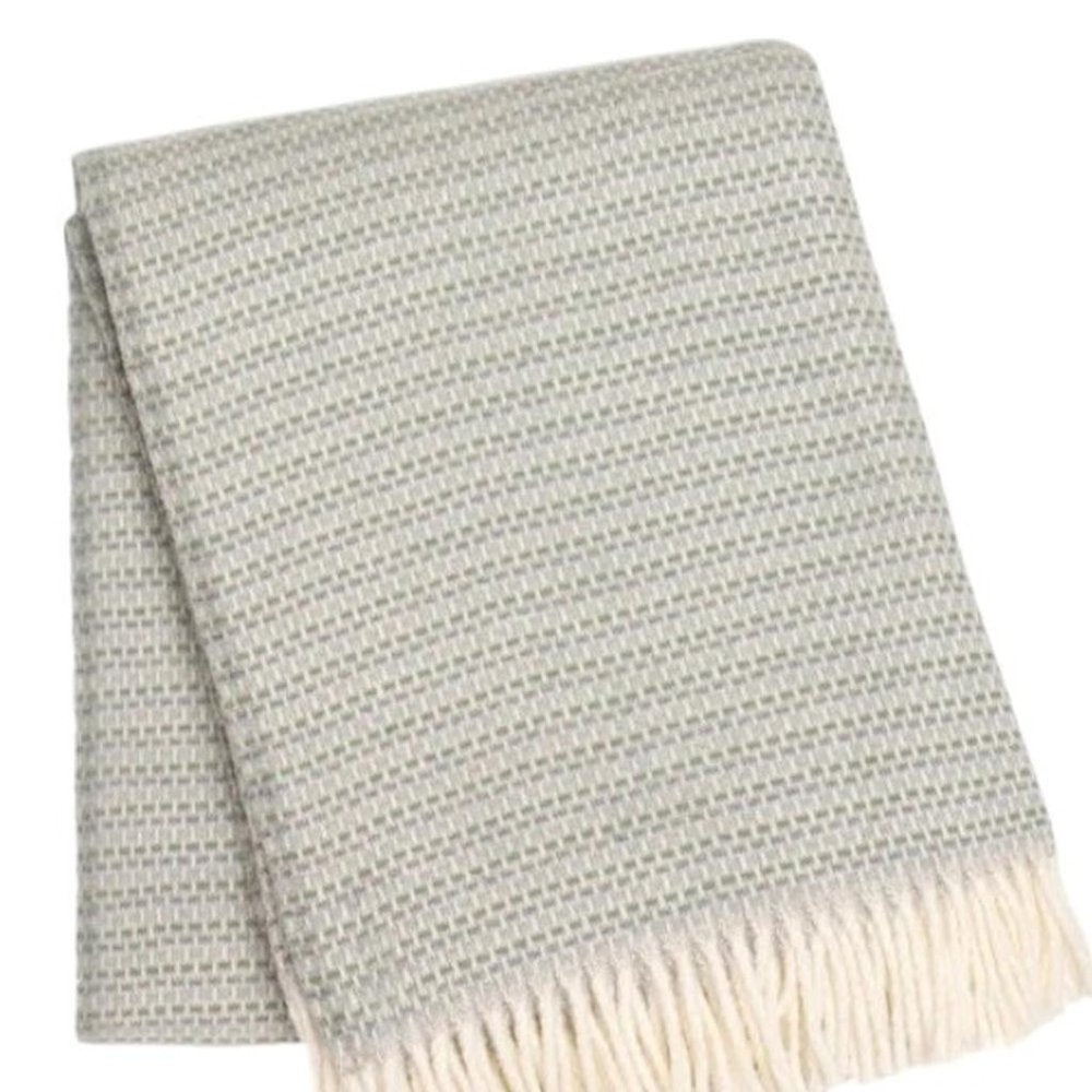 55" X 70" Slate Blue Cotton Blend Woven Plush Throw Blanket with Fringe