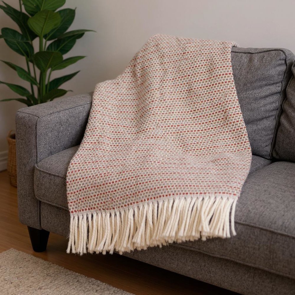 55" X 70" Terra Cotta Cotton Blend Woven Plush Throw Blanket with Fringe