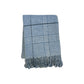 50" X 67" Denim Blue And White Cotton Blend Woven Plaid Throw Blanket with Fringe