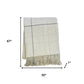 50" X 67" Sand And White Cotton Blend Woven Plaid Throw Blanket with Fringe