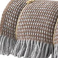 55" X 70" Chocolate And Gray Cotton Blend Woven Checkered Plush Throw Blanket with Fringe