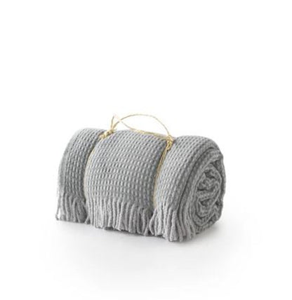 55" X 70" Sage And Gray Cotton Blend Woven Checkered Plush Throw Blanket with Fringe