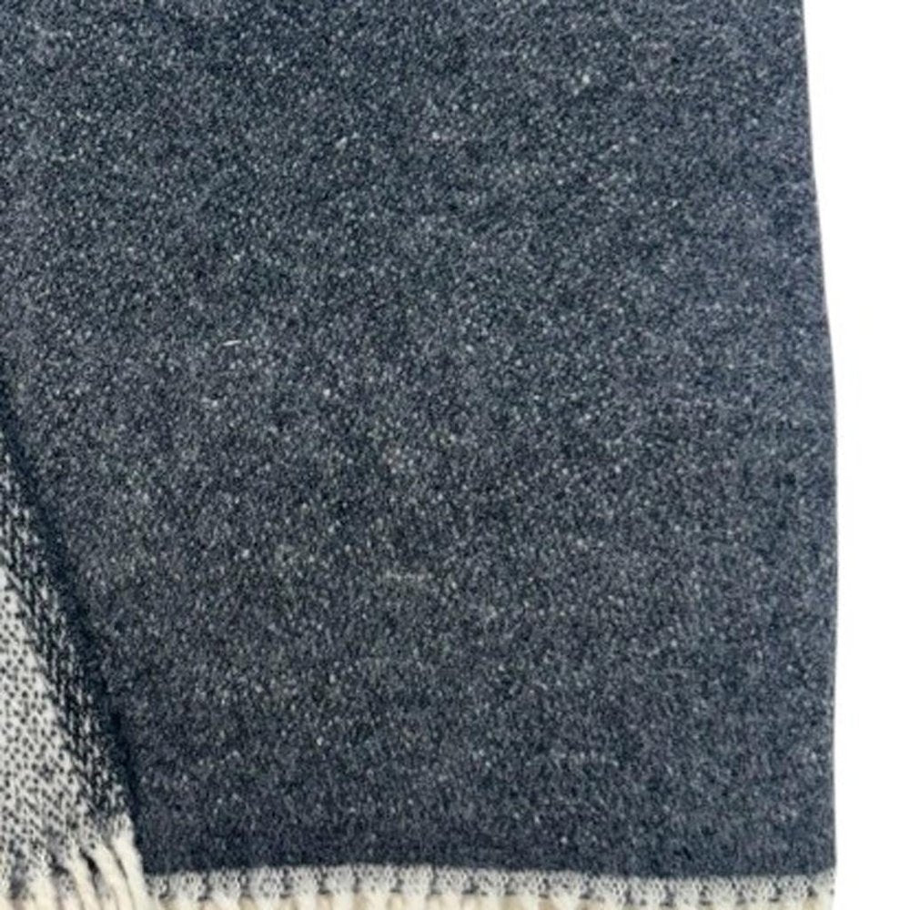 55" X 70" Dark Gray And White Cotton Blend Woven Chevron Plush Throw Blanket with Fringe
