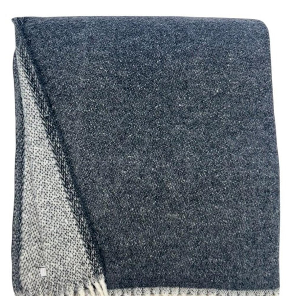 55" X 70" Dark Gray And White Cotton Blend Woven Chevron Plush Throw Blanket with Fringe