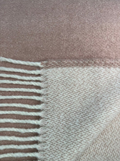 55" X 70" Dusty Rose And White Chevron Cotton Blend Woven Plush Throw Blanket with Fringe