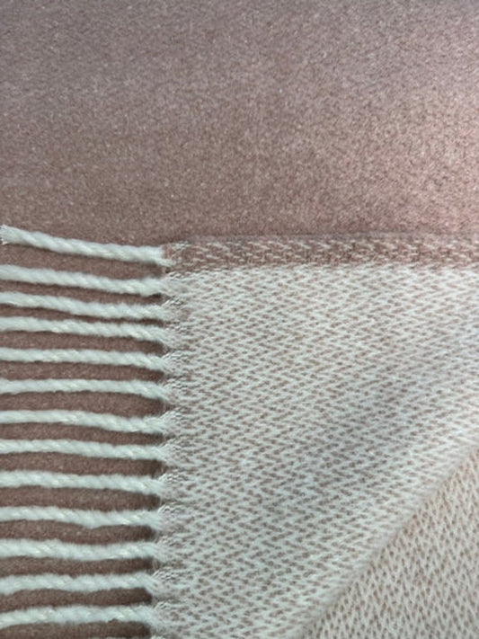 55" X 70" Dusty Rose And White Chevron Cotton Blend Woven Plush Throw Blanket with Fringe