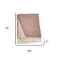 55" X 70" Dusty Rose And White Chevron Cotton Blend Woven Plush Throw Blanket with Fringe