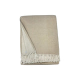 55" X 70" Linen And White Cotton Blend Woven Chevron Plush Throw Blanket with Fringe