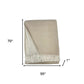 55" X 70" Linen And White Cotton Blend Woven Chevron Plush Throw Blanket with Fringe