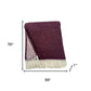 55" X 70" Plum And White Cotton Blend Woven Chevron Plush Throw Blanket with Fringe