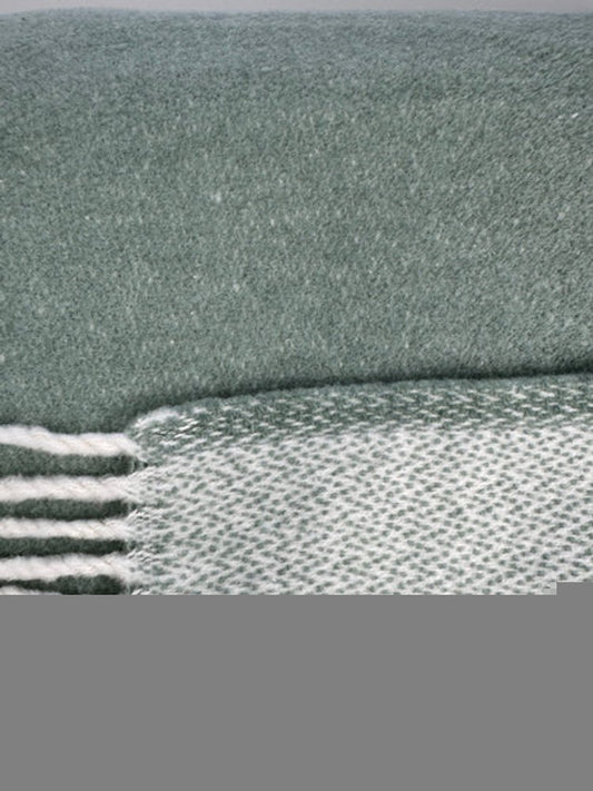 55" X 70" Sage And White Cotton Blend Woven Chevron Plush Throw Blanket with Fringe