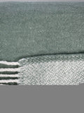 55" X 70" Sage And White Cotton Blend Woven Chevron Plush Throw Blanket with Fringe