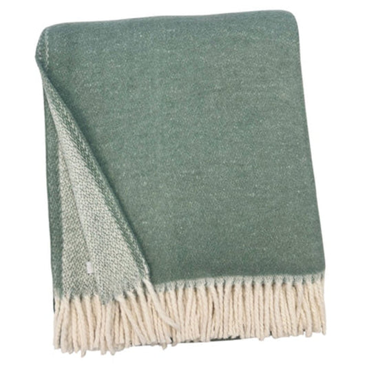 55" X 70" Sage And White Cotton Blend Woven Chevron Plush Throw Blanket with Fringe
