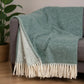 55" X 70" Sage And White Cotton Blend Woven Chevron Plush Throw Blanket with Fringe