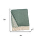 55" X 70" Sage And White Cotton Blend Woven Chevron Plush Throw Blanket with Fringe