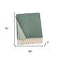 55" X 70" Sage And White Cotton Blend Woven Chevron Plush Throw Blanket with Fringe