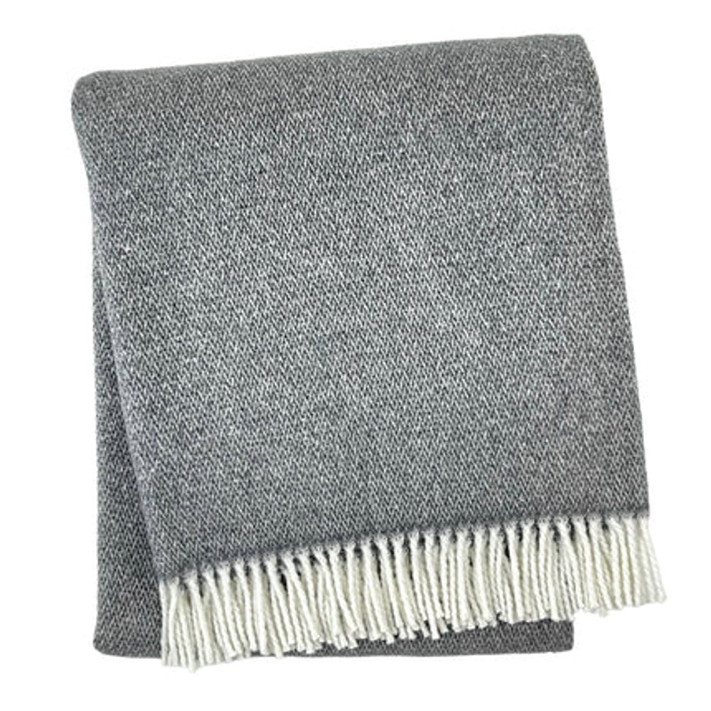55" X 70" Dark Gray And White Cotton Blend Woven Herringbone Plush Throw Blanket with Fringe