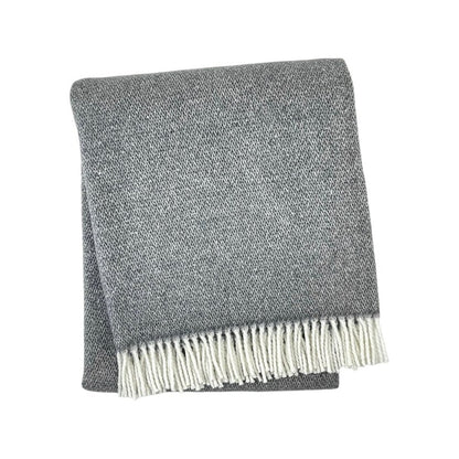 55" X 70" Dark Gray And White Cotton Blend Woven Herringbone Plush Throw Blanket with Fringe