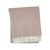 55" X 70" Dusty Rose And White Cotton Blend Woven Herringbone Plush Throw Blanket with Fringe
