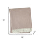 55" X 70" Dusty Rose And White Cotton Blend Woven Herringbone Plush Throw Blanket with Fringe