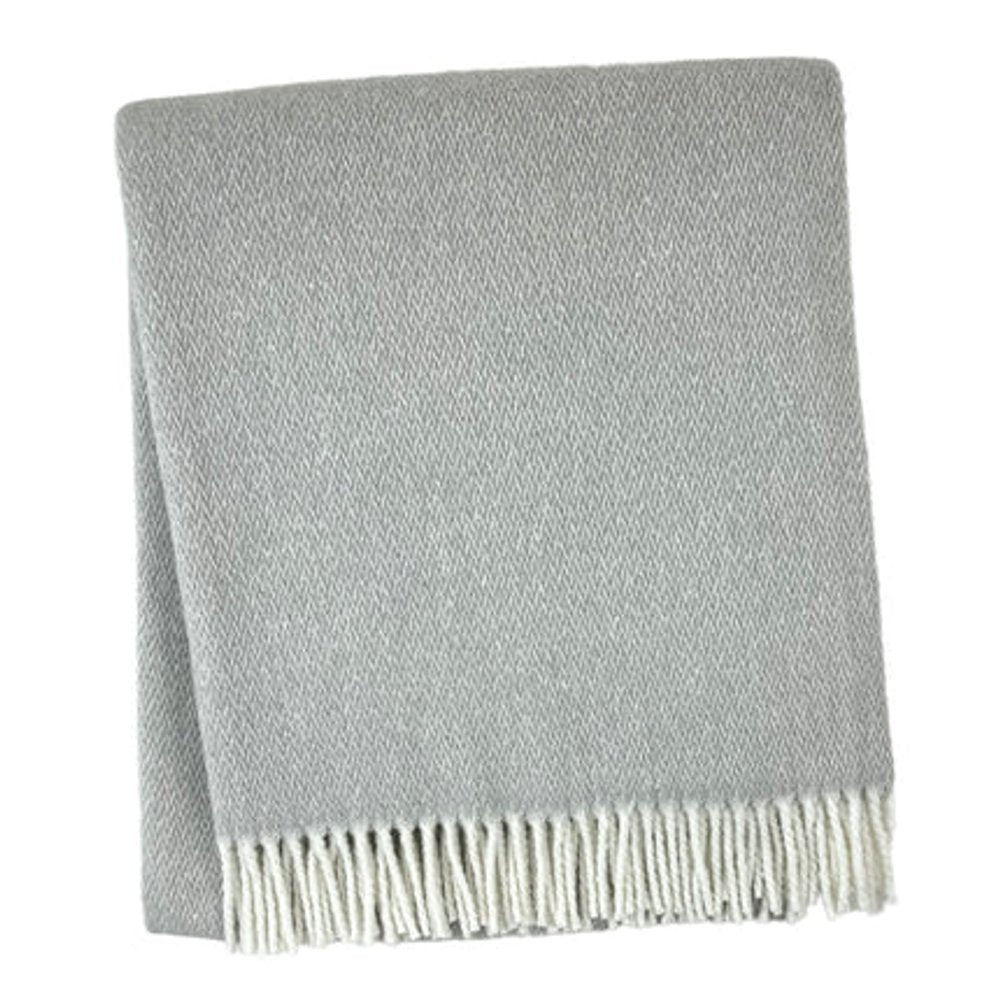 55" X 70" Light Gray And White Herringbone Cotton And Microfiber Woven Throw Blanket with Fringe