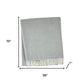 55" X 70" Light Gray And White Herringbone Cotton And Microfiber Woven Throw Blanket with Fringe