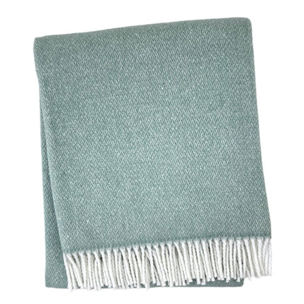 55" X 70" Sage And White Cotton Blend Woven Herringbone Plush Throw Blanket with Fringe